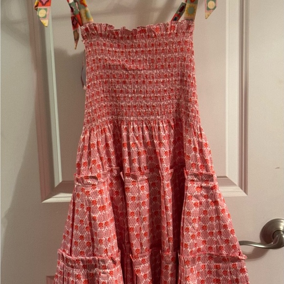 Hill House Pink & Red Mini Dress with Patterned Tie Straps - Picture 7 of 13